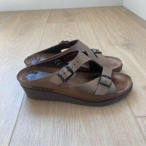 Mephisto Elka Brown Leather Wedge Sandal